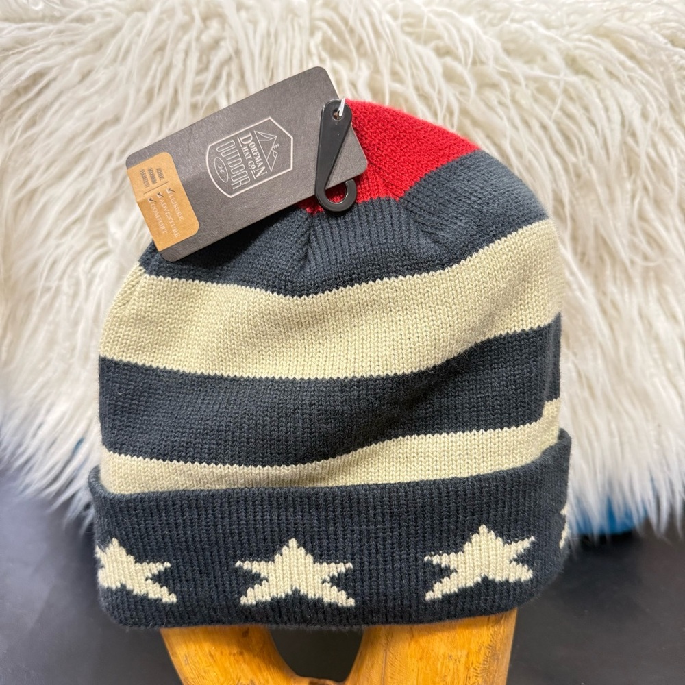 Dorfman Hat Co Handmade Beanie Hat Red White Blue Stars Patriotic USA Americana